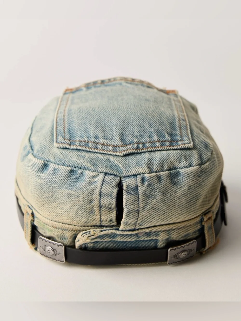 NWT Free People Washed Denim Cadet Hat Cotton Light Wash Blue w/updo Cutout - Picture 6 of 8